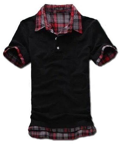 Men Double Collar T Shirt, Size : Small-XL