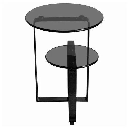 Round Stainless Steel Coffee Table, for Hotel, Color : Black