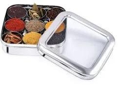 Stainless Steel Masala Box, Color : Silver