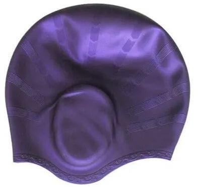Purple Silicone Swimming Cap, Size : Large