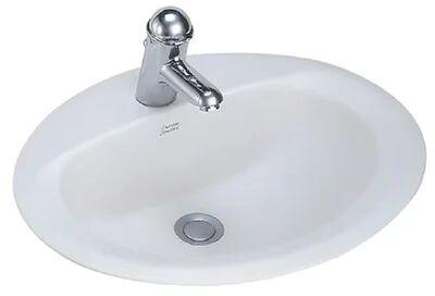 Oval Ceramic Countertop Wash Basin, Color : White