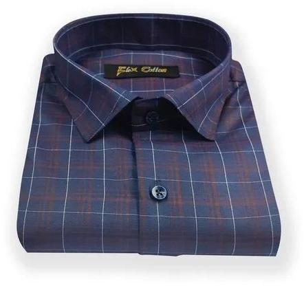 Large Slim fit Mens Cotton Full Sleeves Shirt, Pattern : Check