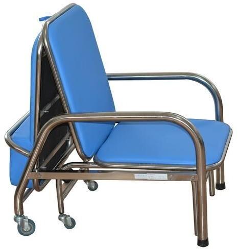 Mild Steel Attendant Bed Cum Chair, Color : Blue