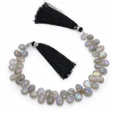 Natural Gemstone Labradorite Pears Faceted Beads, for Jewelry, Length : 8 inch