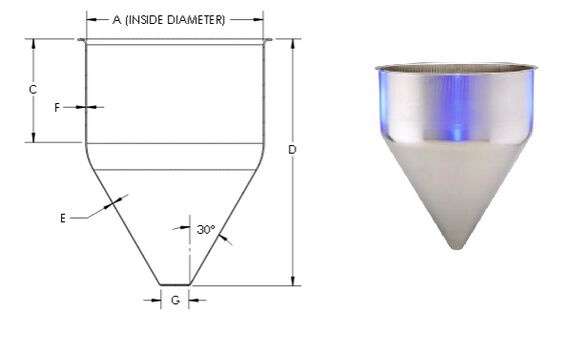 Stainless Steel Seamless Hopper Cone Funnels