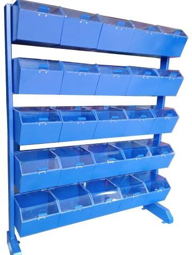 Mild Steel Metal Storage Bin Racks, Color : Blue