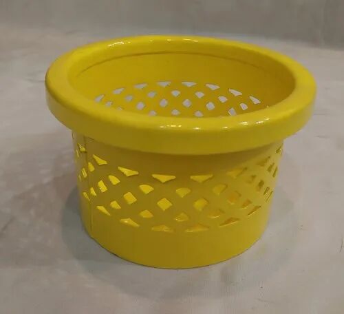 Round Polished Iron Planter, Color : Yellow