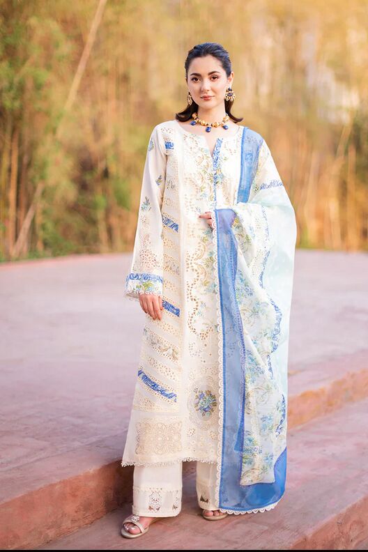 White Embroidered Pakistani Lawn Suit