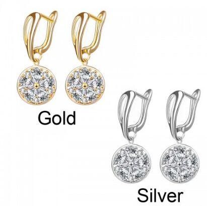 American Diamond Circular Design Earrings, Color : silver