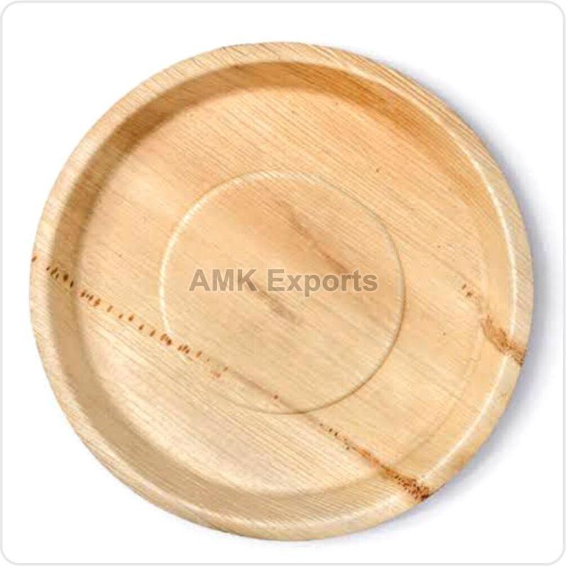 Light Brown 12 Inch Round Areca Leaf Plate, for Serving Food, Packaging Type : Plastic Packet