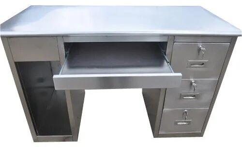 Stainless Steel Computer Table, Shape : Rectangular
