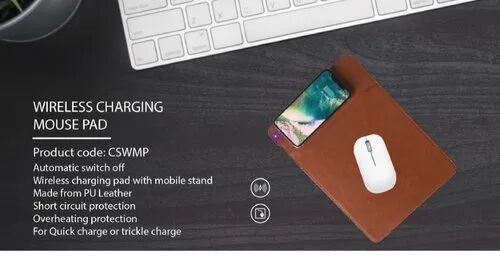 Leather Wireless Charging Mouse Pad, Color : Brown