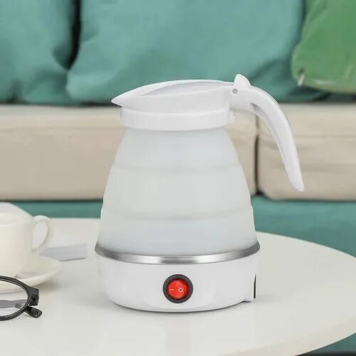 Plastic Portable Silicone Collapsible Kettle, Color : White