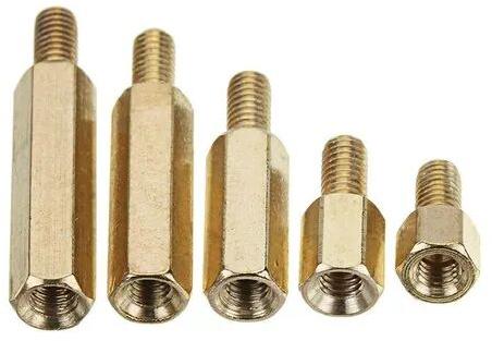 Brass Threaded Pillar, Color : Golden