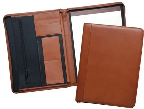 Leather Portfolio File, Color : Brown 