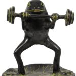 Weightlifter Brass Frog Showpiece