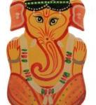 Wooden Ganesh Coin Holder, Color : Orange