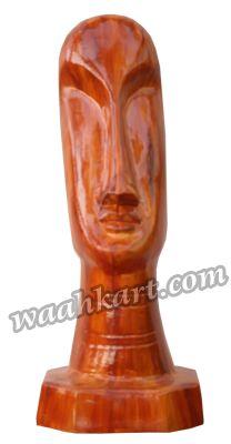 Wooden colour human face statue