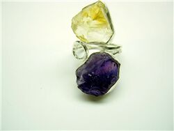 AMETHYST AND CITRINE ROUGH RING