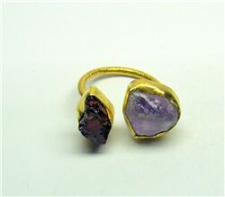 AMETHYST AND GARNET ROUGH RING