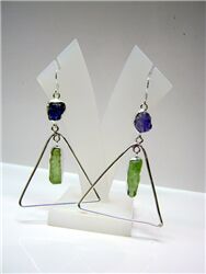 AMETHYST AND GREEN KYANITE ROUGH EARRINGS