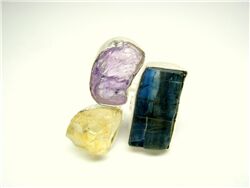 AMETHYST, CITRINE AND KYANITE ROUGH RING