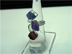 AMETHYST, TANZANITE AND GARNET ROUGH RING