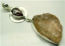 GARNET AND ROSE QUARTZ ROUGH PENDANT