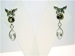 SMOKY AND CRYSTAL QUARTZ FACET EARRINGS