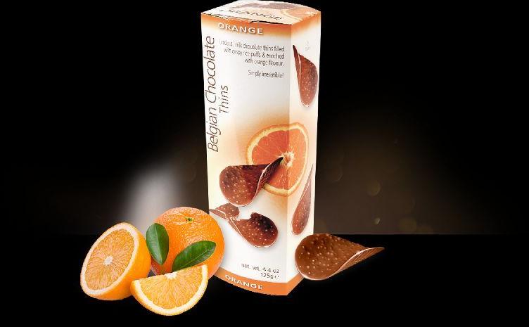 Belgian Milk Chocolate Thins Orange 80g