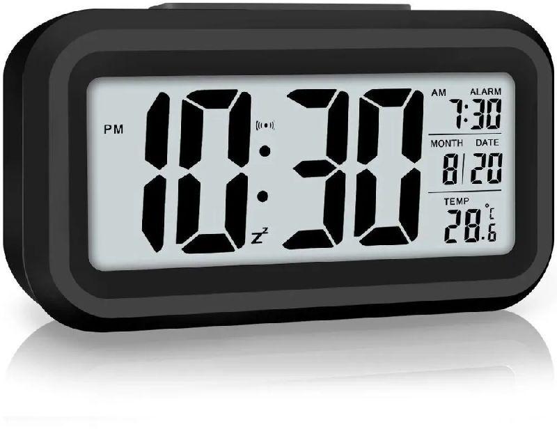 Plastic LCD Alarm Clock, Color : Black