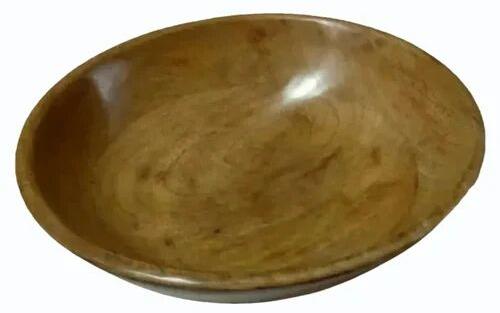 Brown Round Mango Wood Serving Bowl, for Home, Pattern : Plain