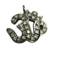 Sterling Silver Diamond Om Charm Pendants, Occasion : Daily Wear