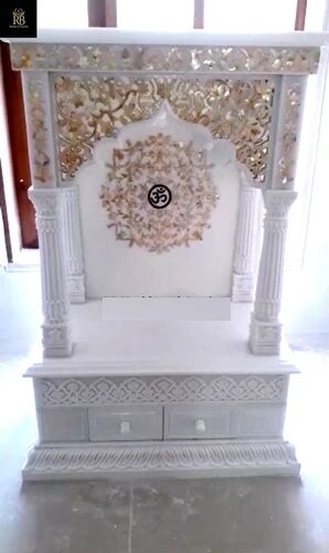 White Hand Polished Marble Inlay Home Temple, Size : 6x2.5 Customized