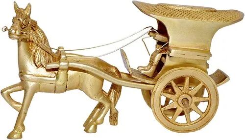 Brass Horse Cart Showpiece, Color : Golden