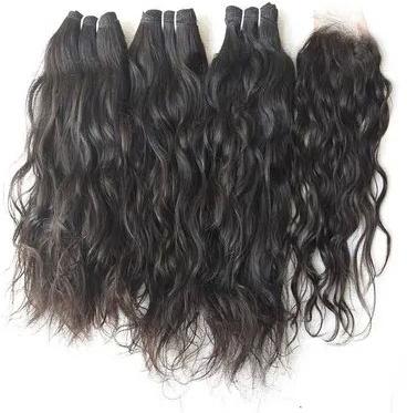 Black Wavy Non-Remy Hair, for Parlour, Personal