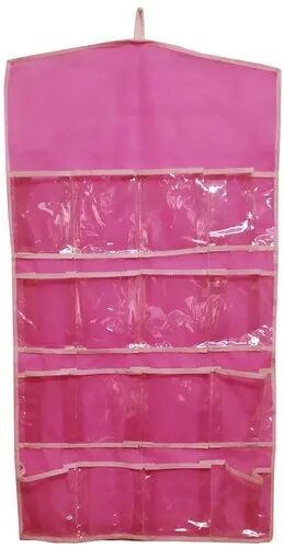 Non Woven Wardrobe Hanging Storage Jewellery, Color : Pink