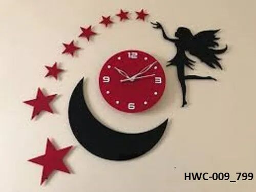 Acrylic Designer Wall Clock, Color : Black