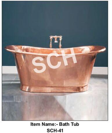 SCH Copper Bath Tub, Pattern : Plain