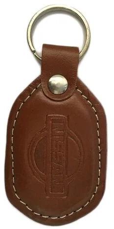 Plain Leather Key Ring, Color : Brown
