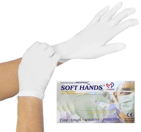 Latex Examination Gloves, Color : White