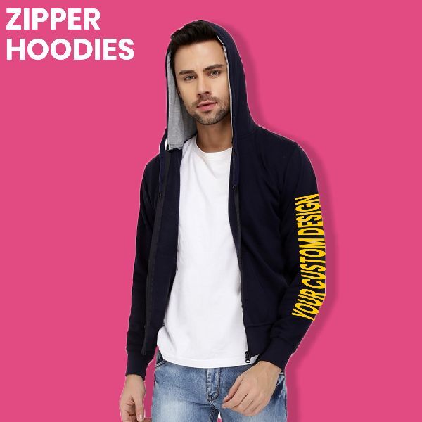 Poly-Cotton Printed Zipper Hoodies, Feature : Anti-Wrinkle, Comfortable, Easily Washable, Impeccable Finish