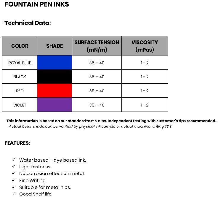 Fountain Pen Inks, Shelf Life : 24 months