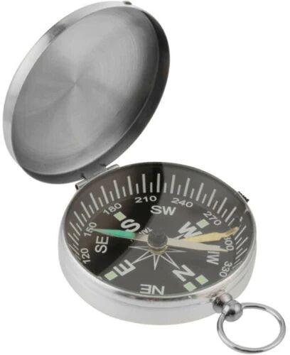 Silver Pocket Compass, Display Type : Analog