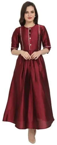  Ladies Silk Gown, Size : M to XXL