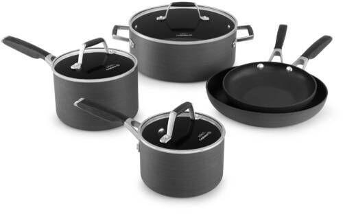 Aluminium Hard Anodized Cookware Set, Color : Black