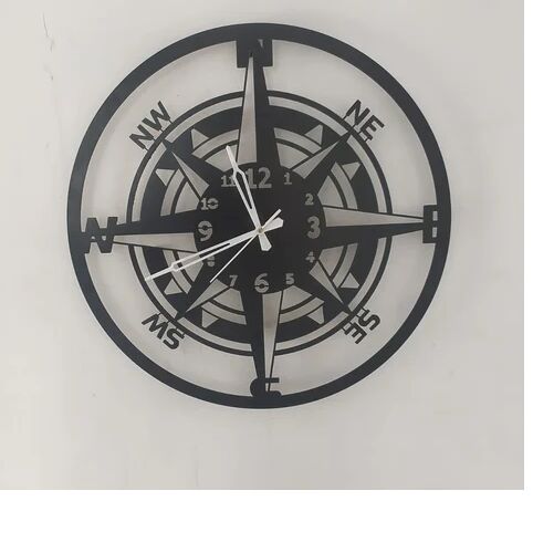 Plastic Round Wall Clock, Color : Black