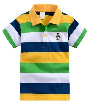 Stripes Logo kids collar t shirts, Gender : Boys