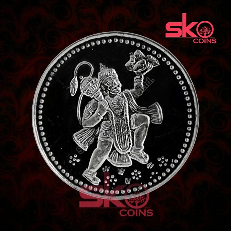 Printed Polished Hanuman Silver Coin, for Workship, Gifting, Size : All Sizes