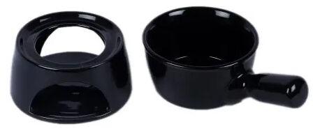 Round Ceramic Fondue Set, Color : Black